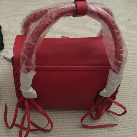 Joy Gryson Belted Strap Whipstitch Red Nyla Satchel Bag - Picture 6 of 7